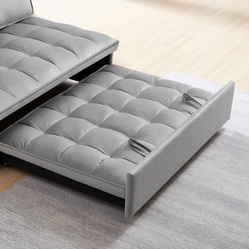 Grey Convertible Sleeping Sofa Bed with 2 Detachable Backs (Double Seat)