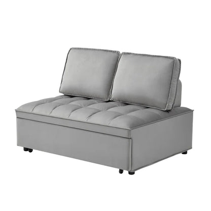 Grey Convertible Sleeping Sofa Bed with 2 Detachable Backs (Double Seat)