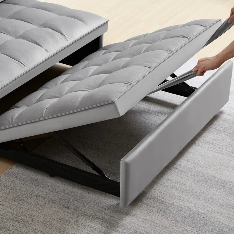 Grey Convertible Sleeping Sofa Bed with 2 Detachable Backs (Double Seat)