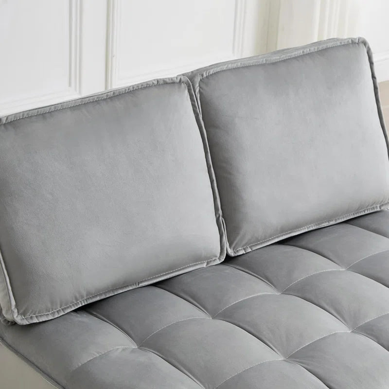 Grey Convertible Sleeping Sofa Bed with 2 Detachable Backs (Double Seat)