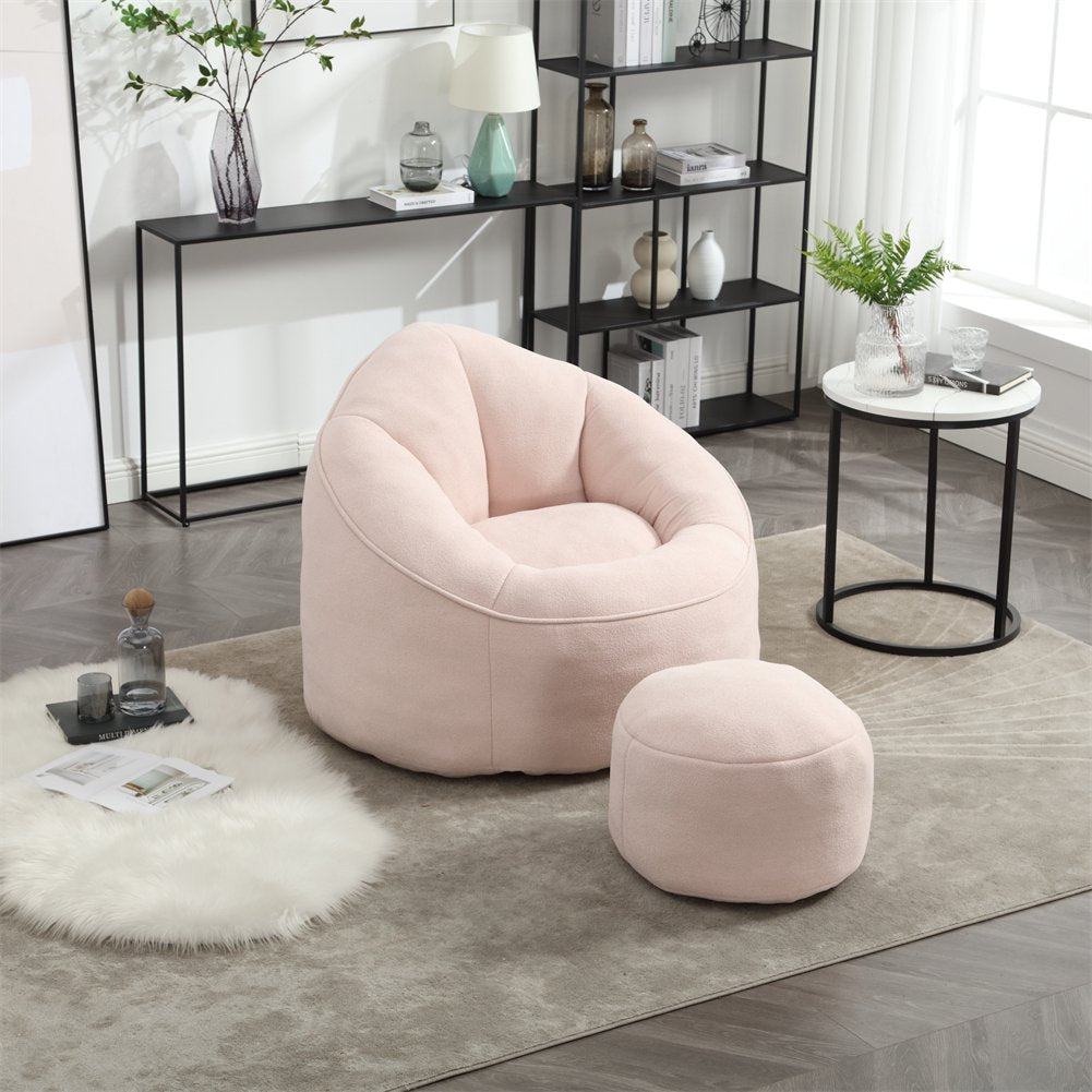 Pink Bedding Bean Bag Sofa Chair with Footrest (40.00 inches)