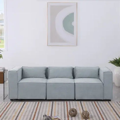 Beige Modular Sofa with Soft Seat and Back (92.60 inches)