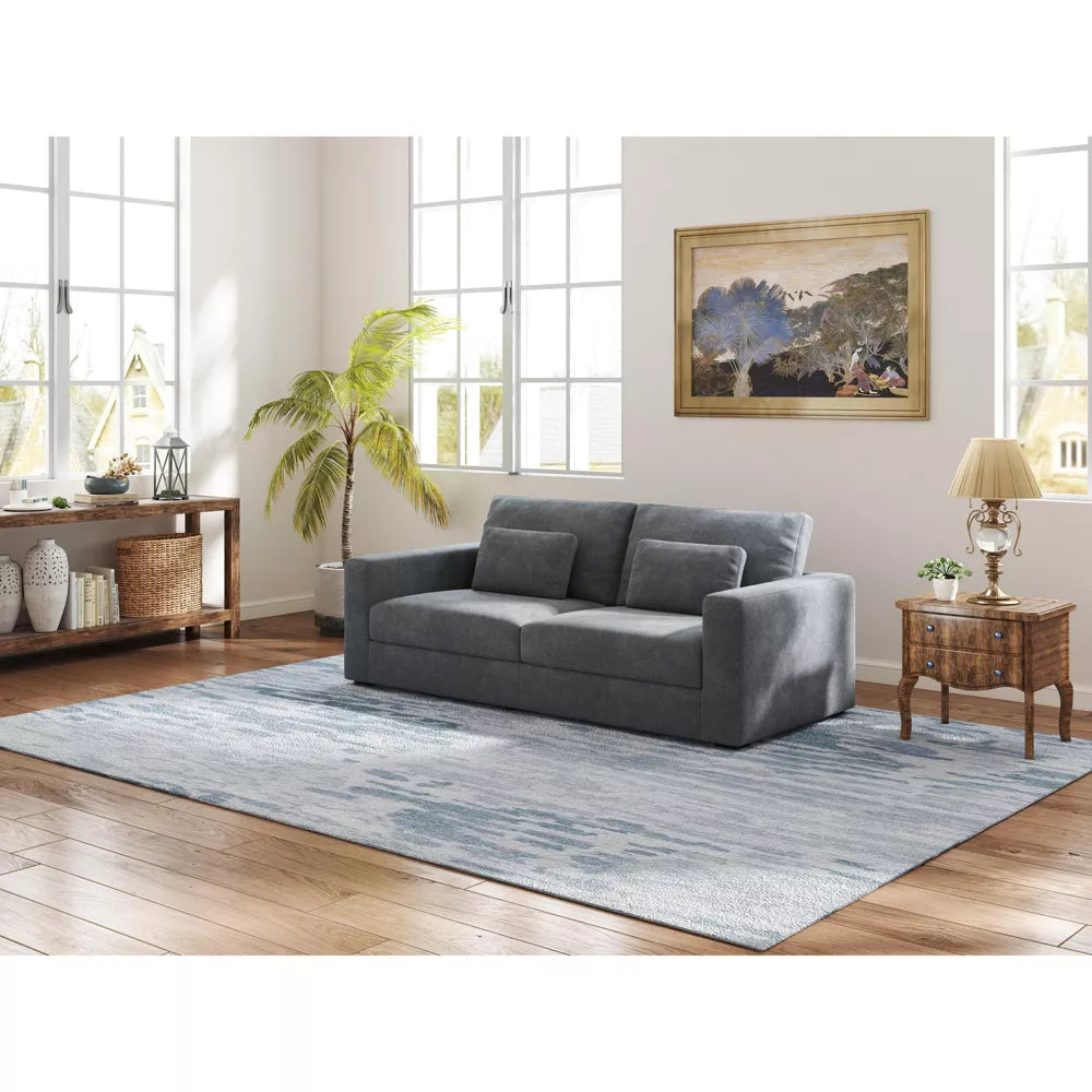 Grey+Teal Modern Sofa Couches with Detachable Cover & Double Cushioning (83 inches)