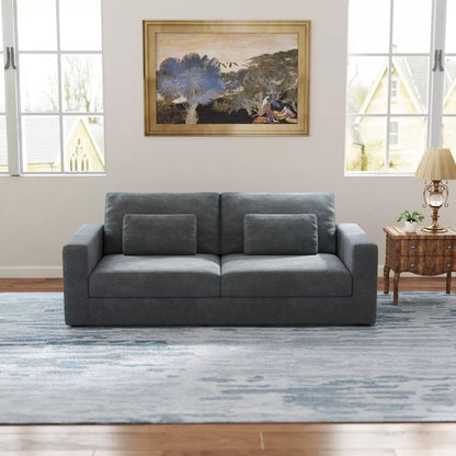 Grey+Teal Modern Sofa Couches with Detachable Cover & Double Cushioning (83 inches)