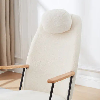 White Modern Rocking Chair with Adjustable Headrest (High Backrest)