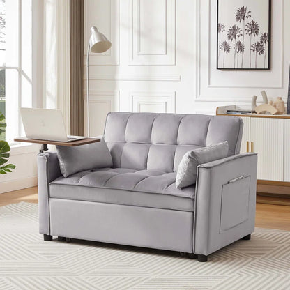 Grey Velvet Loveseat Sleeper Sofa Bed (47.20 inches)