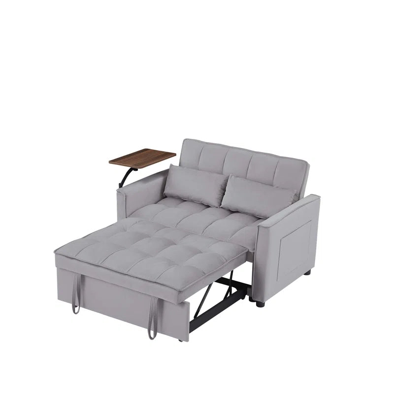 Grey Velvet Loveseat Sleeper Sofa Bed (47.20 inches)