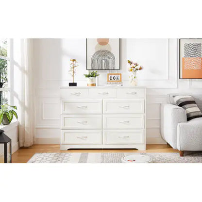 White Bedroom Dresser with Antique Handles (47.56 inches)