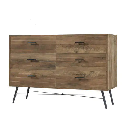 Walnut Brown 6-Drawer Cabinet TV Stand with Large Storage (47.24 x 15.75 x 31.50 inches)