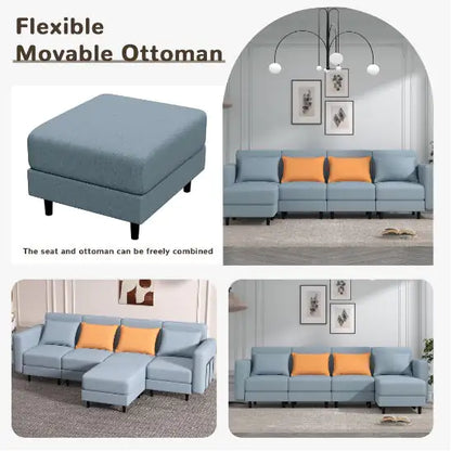 Light Gray Combination Sofa with Modular Design (104.28 inches)