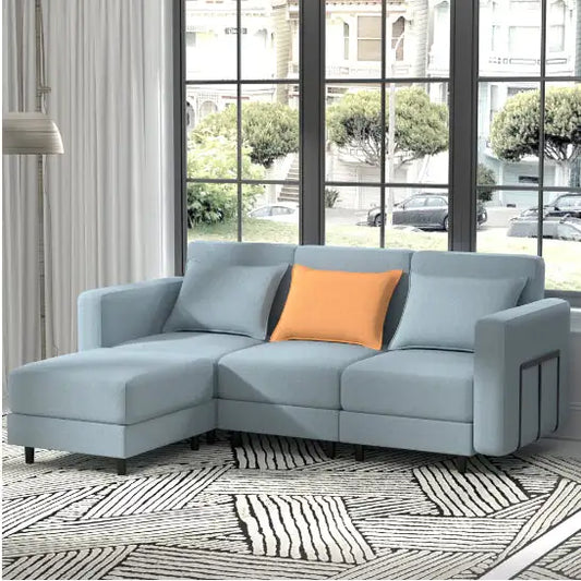 Light Gray Combination Sofa with Modular Design (78 inches)