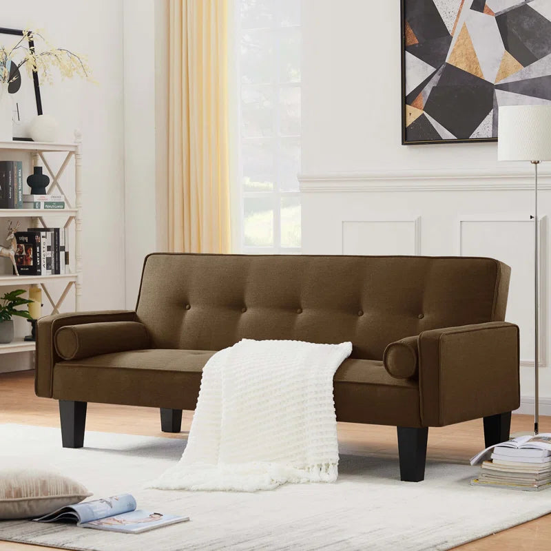 Brown Fabric Sofa with Pillows (71.65 inches)