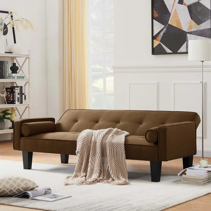 Brown Fabric Sofa with Pillows (71.65 inches)