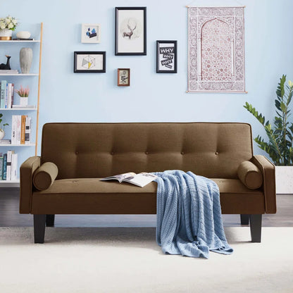 Brown Fabric Sofa with Pillows (71.65 inches)