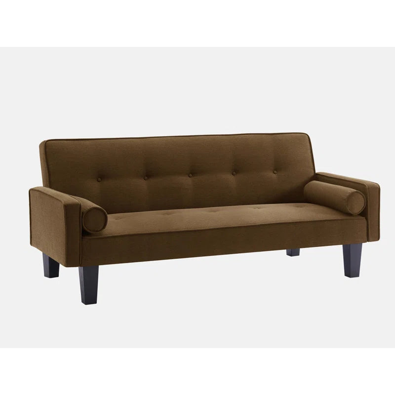 Brown Fabric Sofa with Pillows (71.65 inches)