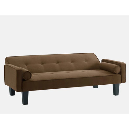 Brown Fabric Sofa with Pillows (71.65 inches)