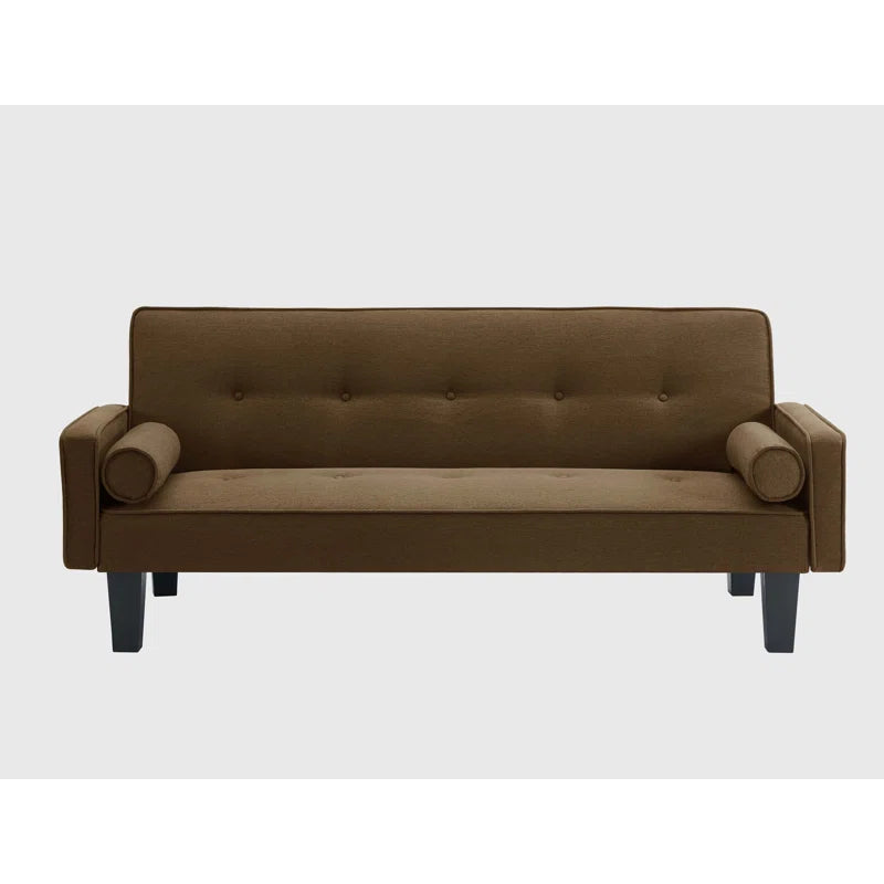 Brown Fabric Sofa with Pillows (71.65 inches)