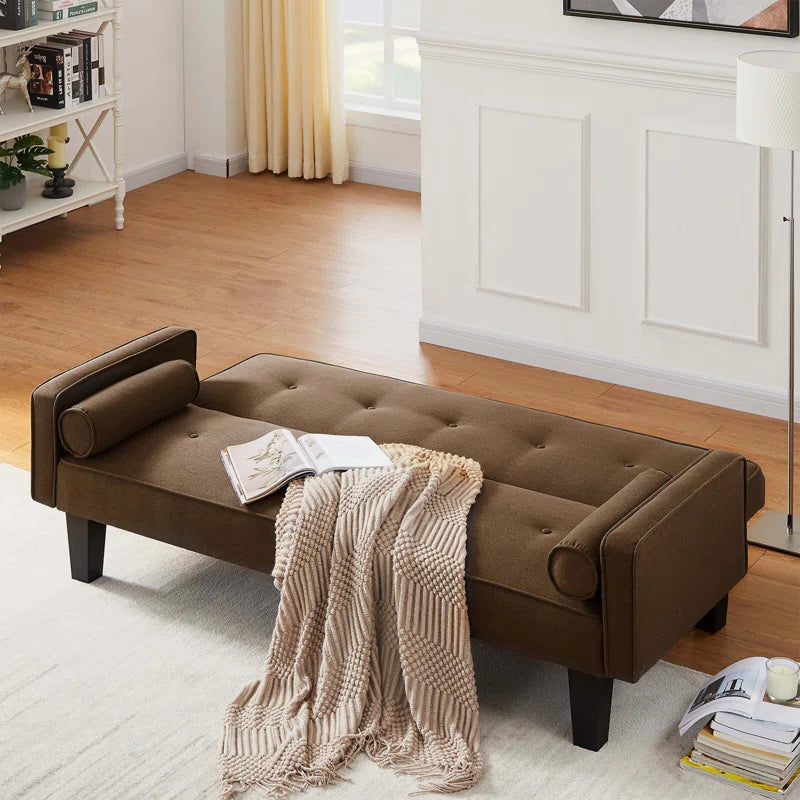 Brown Fabric Sofa with Pillows (71.65 inches)