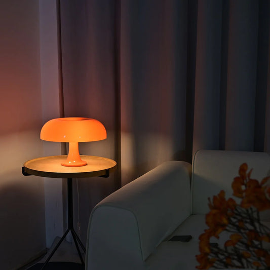 Orange Mushroom Table Lamp with USB Three-Color Stepless Dimming (Cream White)