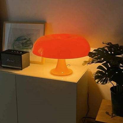 Orange Mushroom Table Lamp with USB Three-Color Stepless Dimming (Cream White)