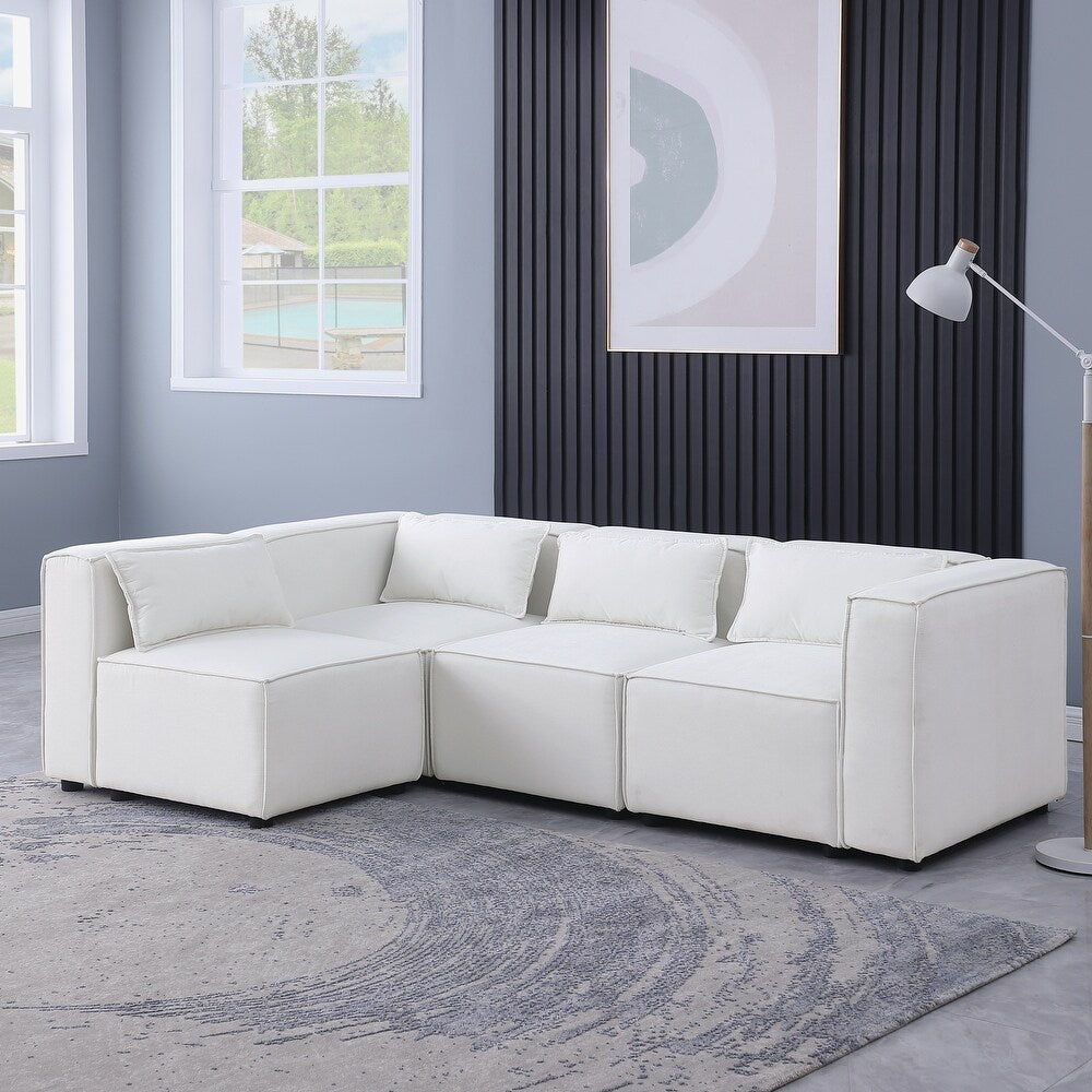 Beige Modular Sofa with Chenille Fabric (92.60 inches)