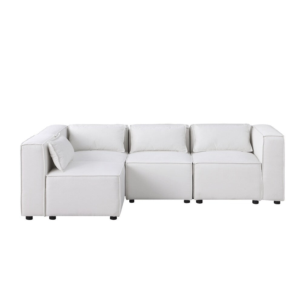 Beige Modular Sofa with Chenille Fabric (92.60 inches)