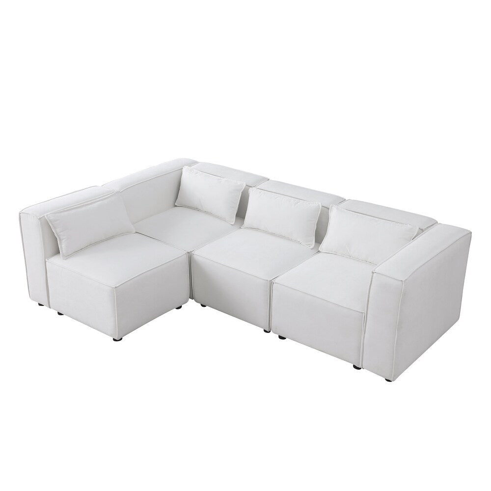 Beige Modular Sofa with Chenille Fabric (92.60 inches)