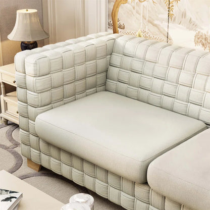 Light Beige FX-D1 SOFA SET with Oak Natural Wood Color Sofa Legs