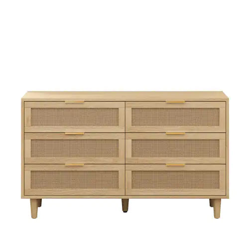 Natural Rattan Drawer Lockers with White Drawer Slide (51.18 inches)