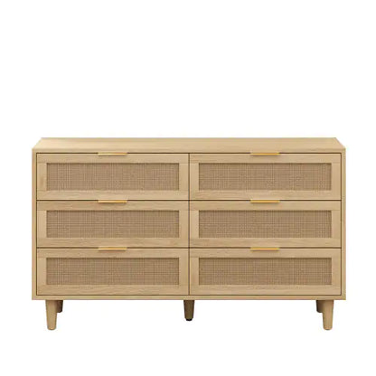 Natural Rattan Drawer Lockers with White Drawer Slide (51.18 inches)