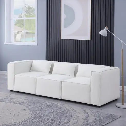 Beige Modular Sofa with Soft Seat and Back (92.60 inches)