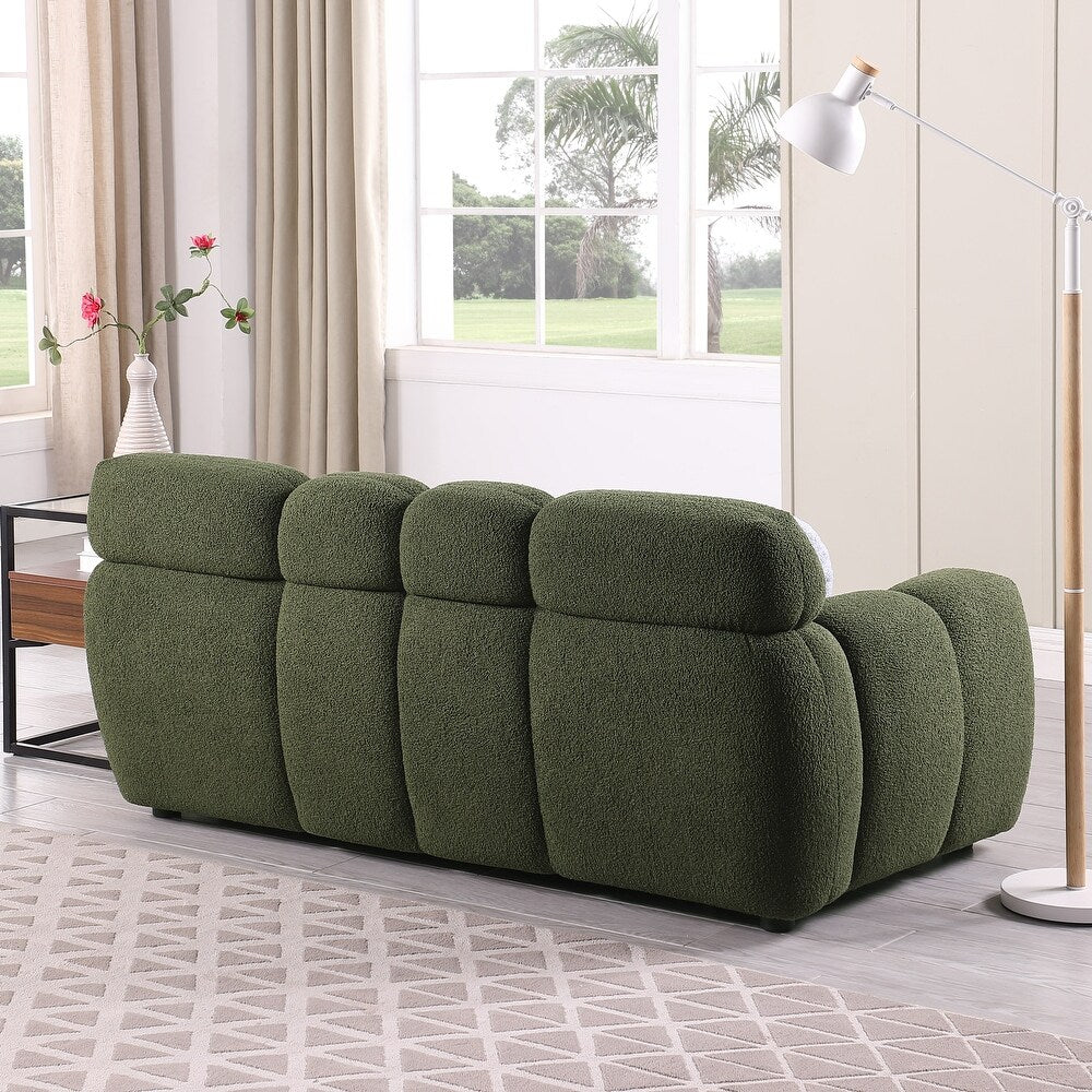 Green Upholstered Sofa with Boucle Material (64.96 inches)