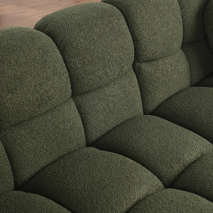 Green Upholstered Sofa with Boucle Material (64.96 inches)