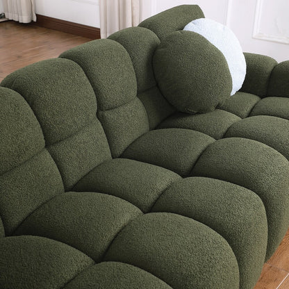 Green Upholstered Sofa with Boucle Material (64.96 inches)