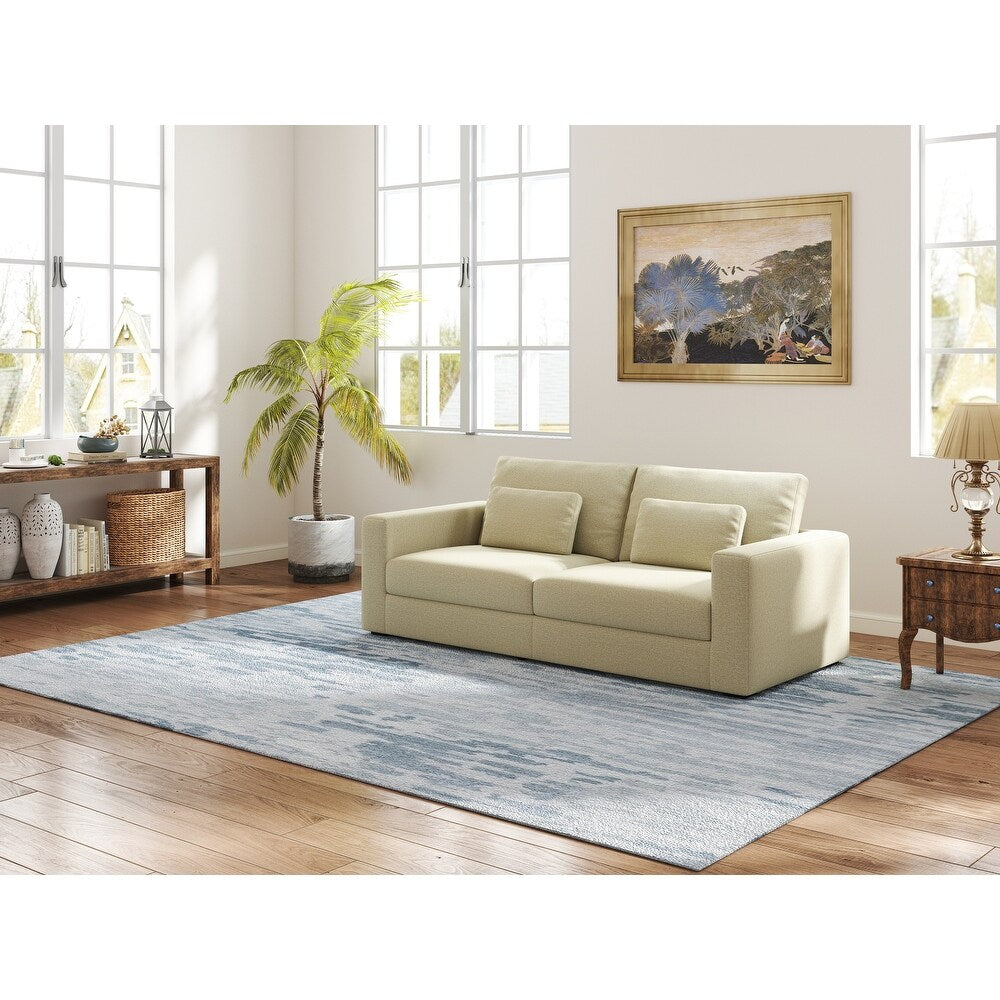 Beige Modern Sofa with Detachable Cover & Double Cushioning (83 inches)