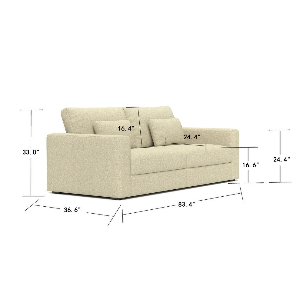 Beige Modern Sofa with Detachable Cover & Double Cushioning (83 inches)