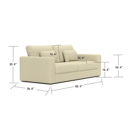 Beige Modern Sofa with Detachable Cover & Double Cushioning (83 inches)