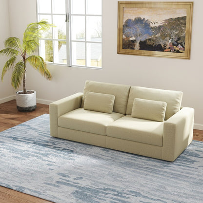 Beige Modern Sofa with Detachable Cover & Double Cushioning (83 inches)