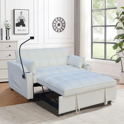 Beige Modern Velvet Double Sofa Bed with Pull-out Bed (70.2 inches)