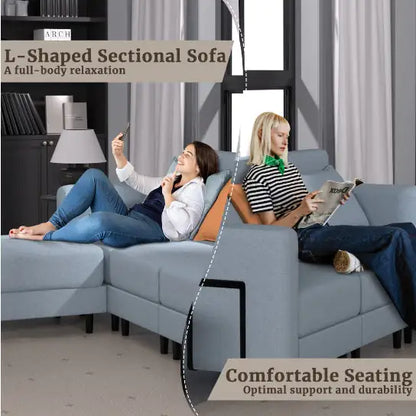 Light Gray Combination Sofa with Modular Design (49.46 inches)