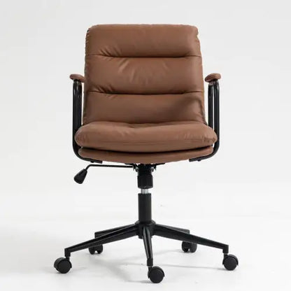 Brown Office Chair with Wheels and Arms (Medium)