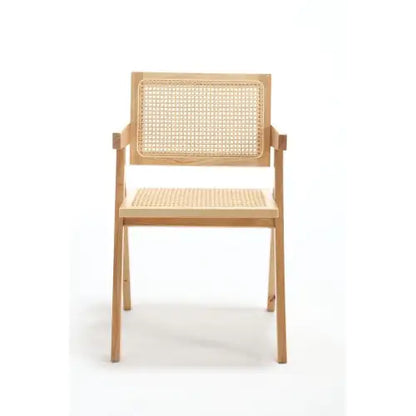 Khaki+yellow Solid Wood Dining Chair with Hand Made Cane (22.10x17.90x31.00 inches)