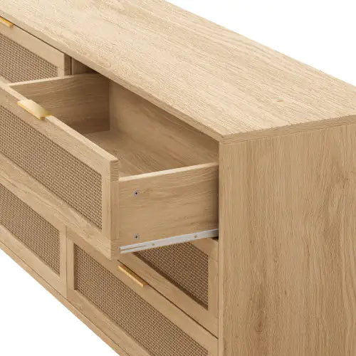 Natural Rattan Drawer Lockers with White Drawer Slide (51.18 inches)