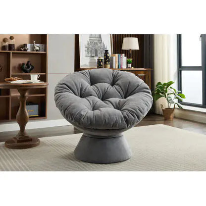 Dark Grey Oversized Swivel Accent Chair with 360 Swivel Feature (37.00 inches)