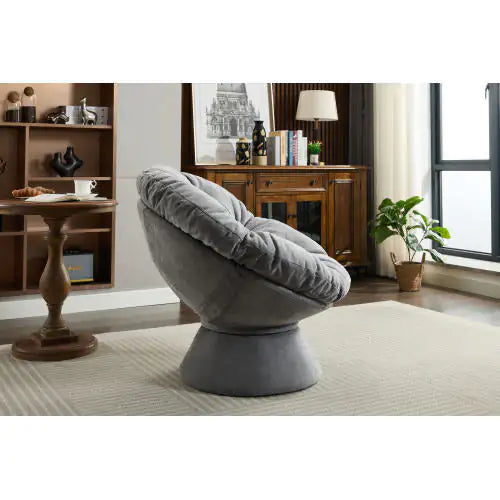 Dark Grey Oversized Swivel Accent Chair with 360 Swivel Feature (37.00 inches)