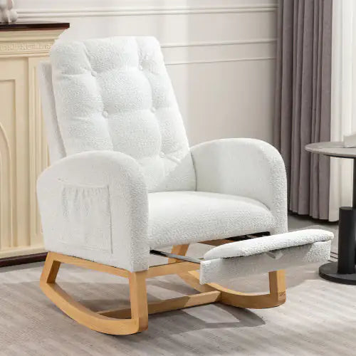 White Accent Rocking Chair with Footrest (26.77D X 38.36W X 39.76H inches)