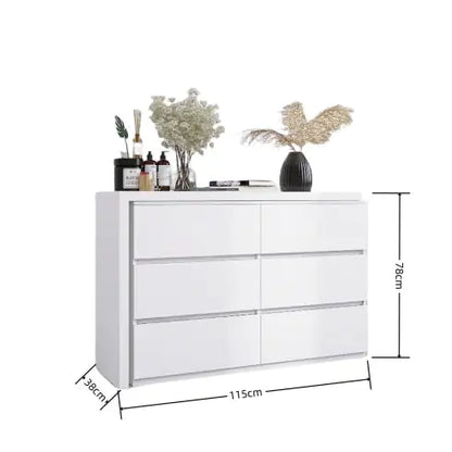 White Extended Desktop with 6 Drawers (45.30 inches)