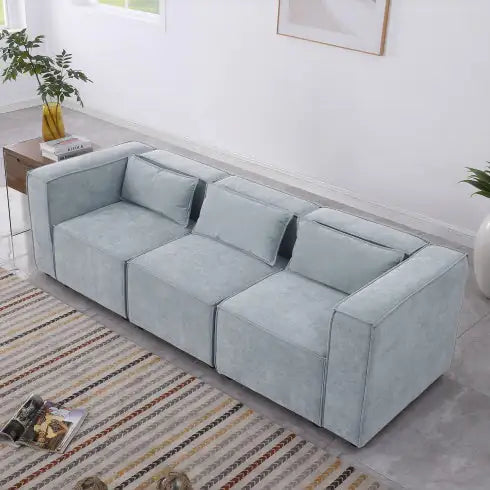 Beige Modular Sofa with Soft Seat and Back (92.60 inches)