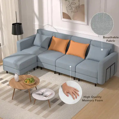 LIGHT GREY Combination Sofa with Modular Design (104.31 inches)