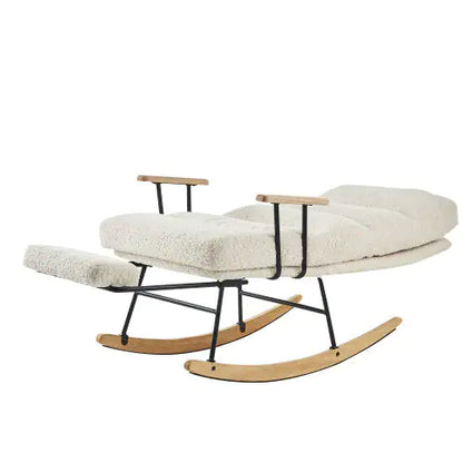 Beige Modern Teddy Gliding Rocking Chair with High Back, Retractable Footrest, and Adjustable Back Angle (26.00 x 38.20 x 40.10 inches)